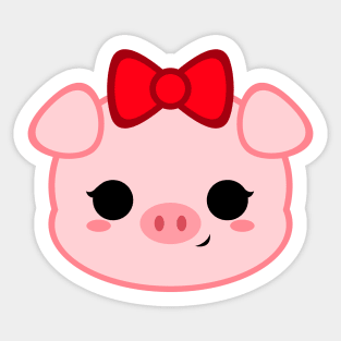 Cute Pig with Red Bow Sticker